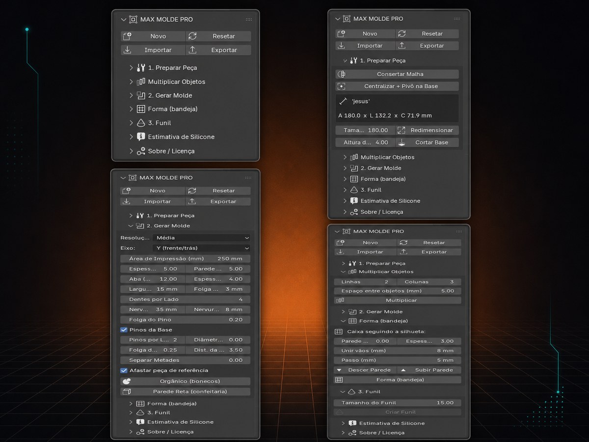 Painel do MAX Molde Pro no Blender